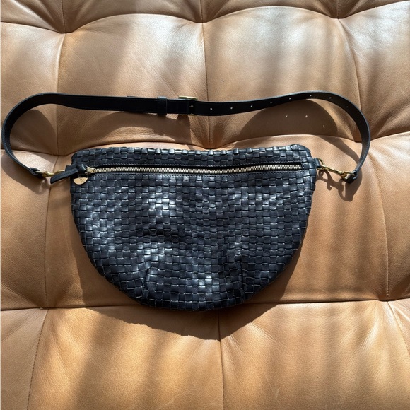 Clare V Midnight Blue Woven Leather Grande Fanny - Picture 3 of 8